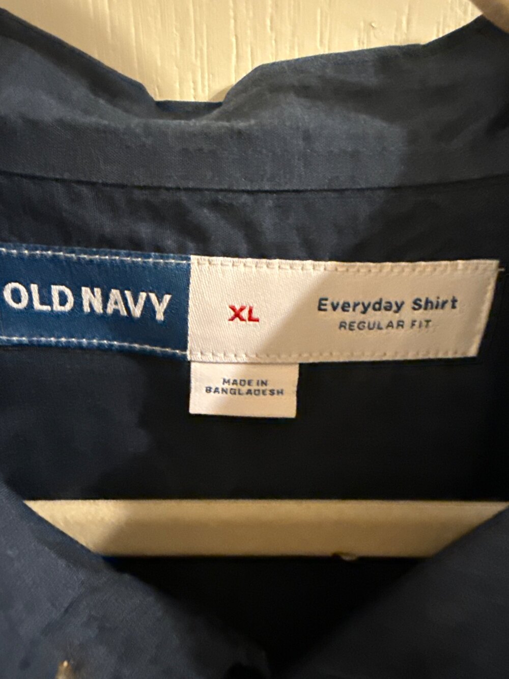 Old Navy Everyday Shirt Blue Cotton Blend XL Regular Fit - Picture 3 of 5